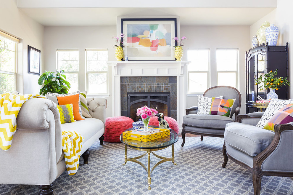 Yellow Tray Organizes Coffee Table Clutter