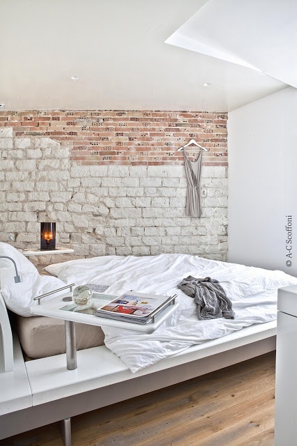 White Bedside Tray With Metal Rail Keeps Items Secure