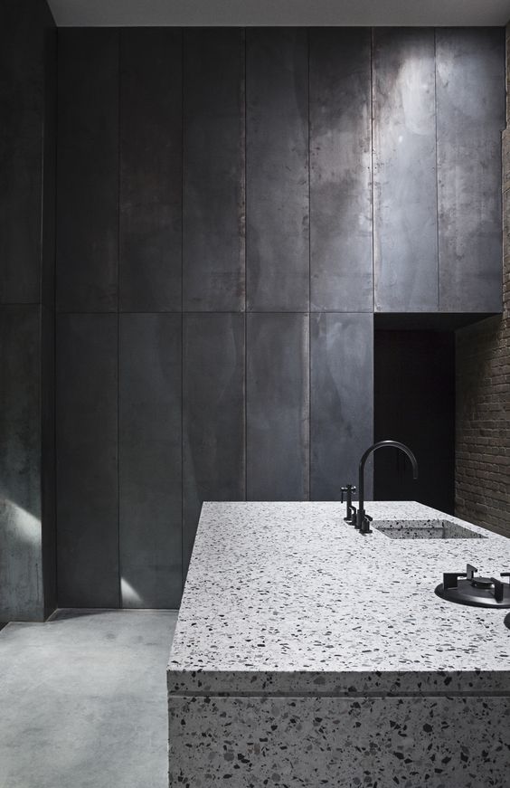 Terrazzo Island With Integrated Sink and Cooktop