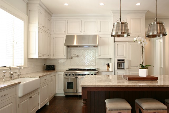 White Island with Marble Top and Dark Base
