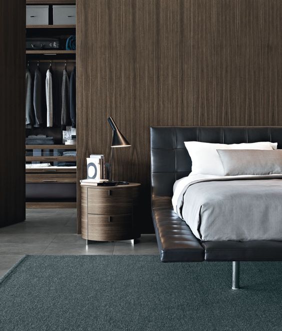 Round Wood Nightstand With Two Drawers