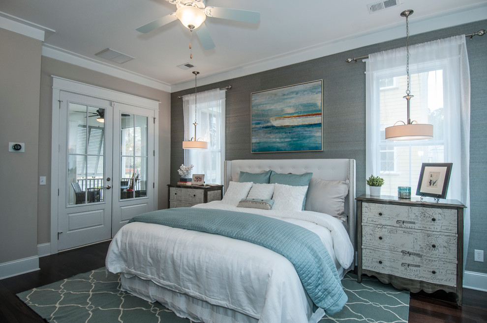 Textured Grasscloth Wallpaper Sets a Serene Coastal Backdrop