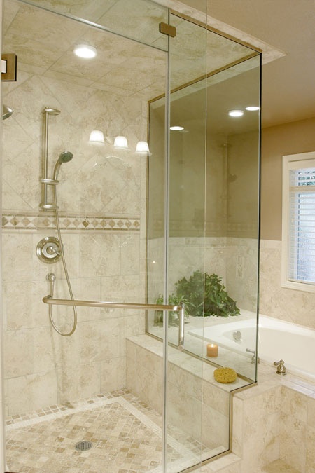 Glass Shower Enclosure with Built-In Plant Nook