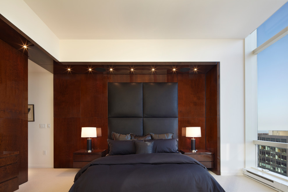 Recessed Wood Niche With Spotlights