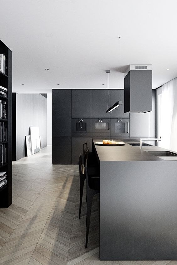Matte Black Range Hood Creates a Dramatic Focal Point