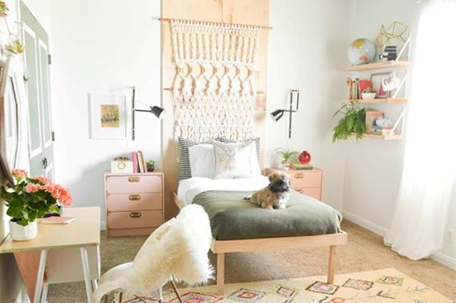 Macrame Wall Hanging Adds Boho Texture Above Bed