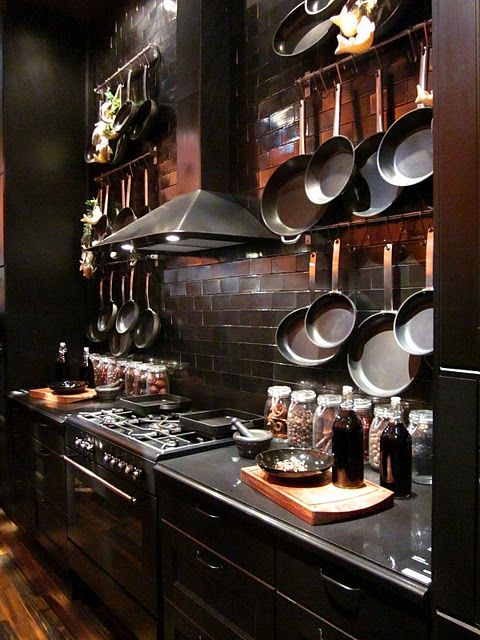Hanging Pot Racks for a Dramatic Wall Display