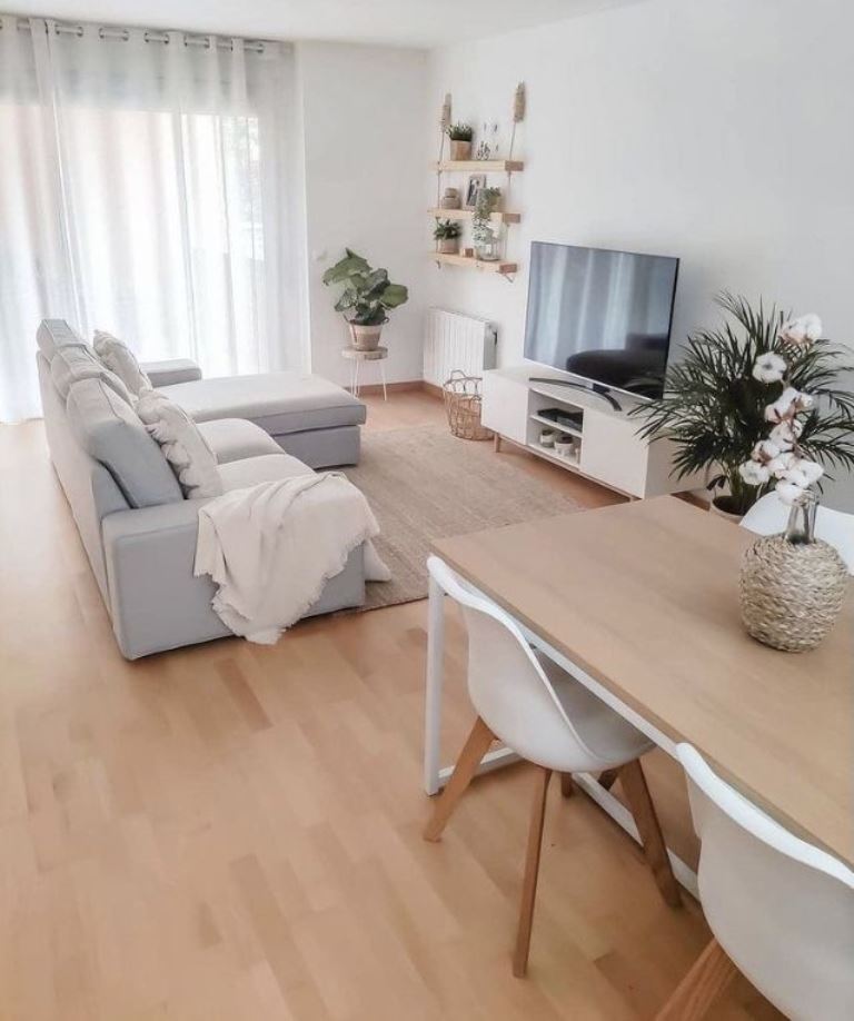 Wooden Shelves That Layer Greenery and Decor