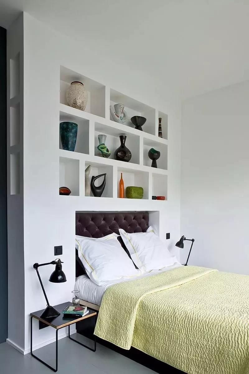 Showcase Vases in White Recessed Cubbies