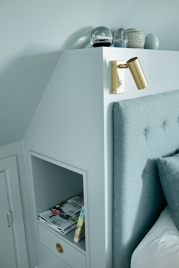 Built-in Headboard Niche With Drawer and Magazine Slot