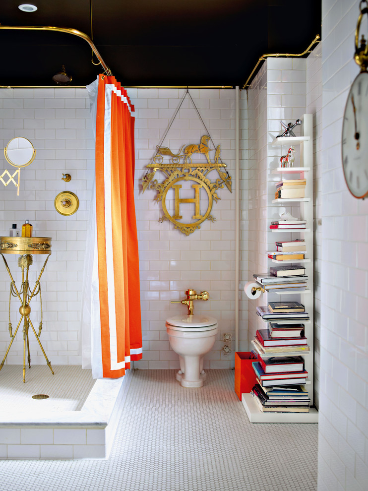 Narrow White Shelving Unit for Bathroom Books