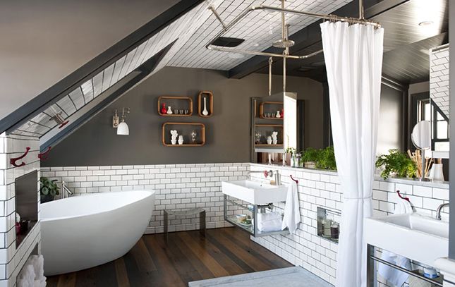 Floating Shelves With Red Accents for Displaying Small Decor
