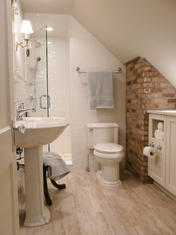 White Subway Tile Walls Complement Brick Accents