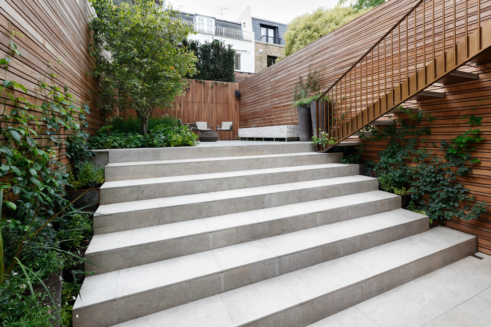 Wide Stone Steps Connect Garden Levels