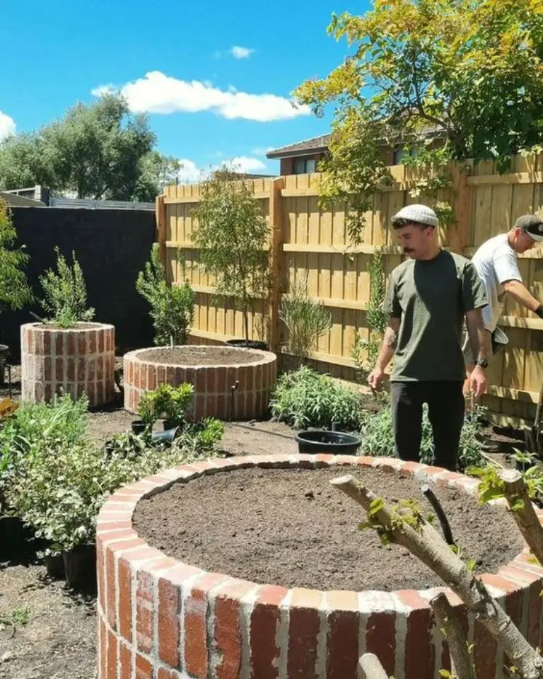 Rustic Charm With Circular Brick Planters