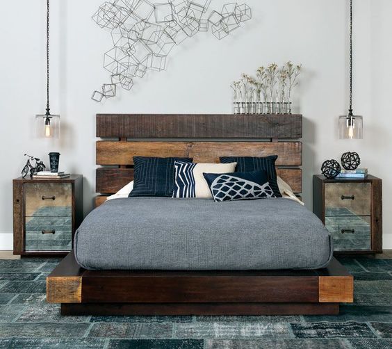 Reclaimed Wood Headboard Adds Rustic Texture