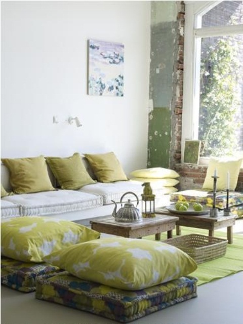 Floor Cushions Create Casual Seating Zones