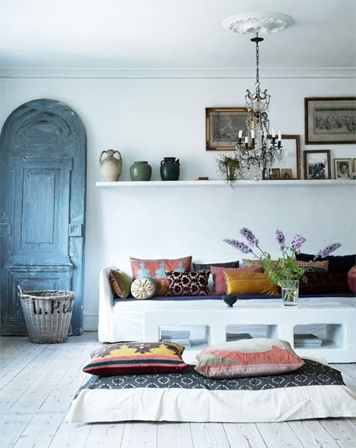 White Block Coffee Table with Built-In Shelves