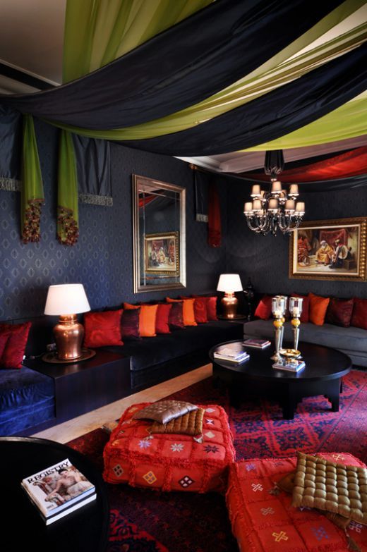 Textured Red Poufs Add Casual Floor Seating