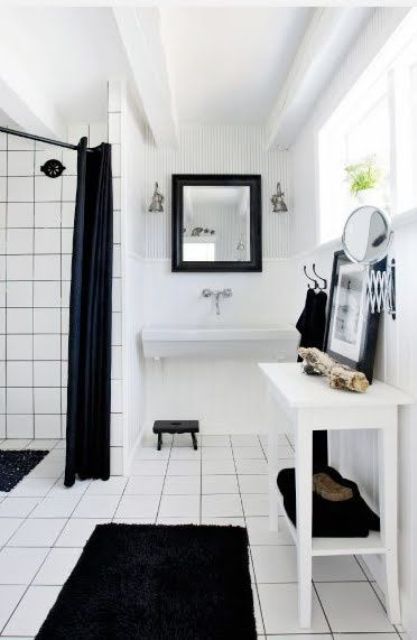 Black Step Stool Adds Practical Access To The Shower