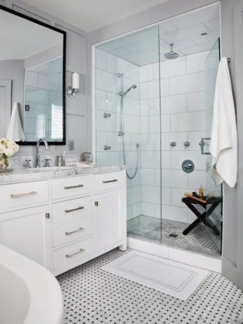 Dark X-Legged Stool for Shower Essentials