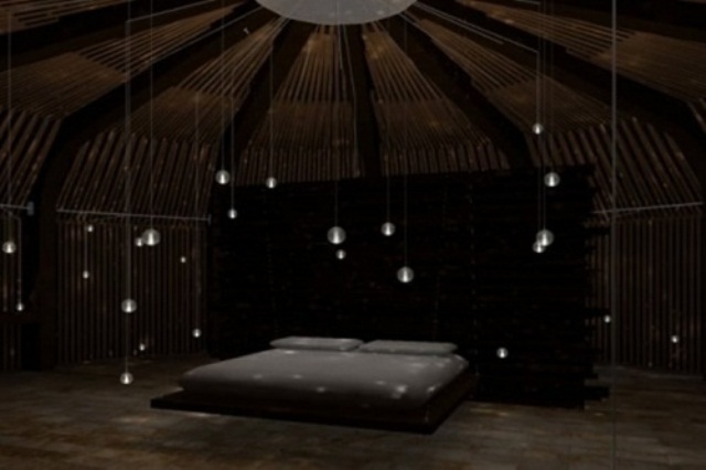 Glass Orb Pendants Mimic Stars Above the Bed