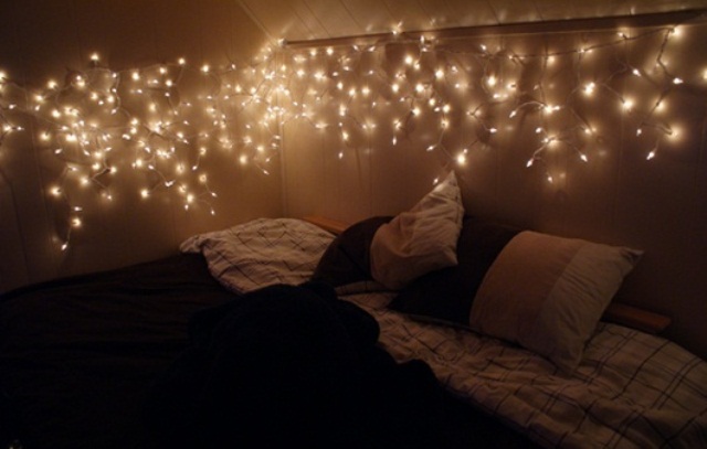 Cascading String Lights Create a Soft Waterfall Effect