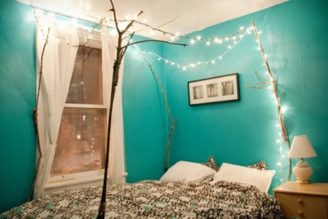 Branches and String Lights Create a Whimsical Canopy