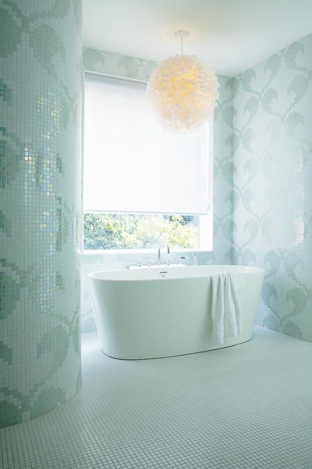 Curved Column Covered in Leaf-Patterned Mosaics