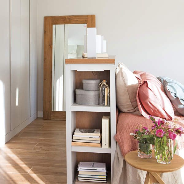 Narrow White Shelving Unit For Bedside Essentials