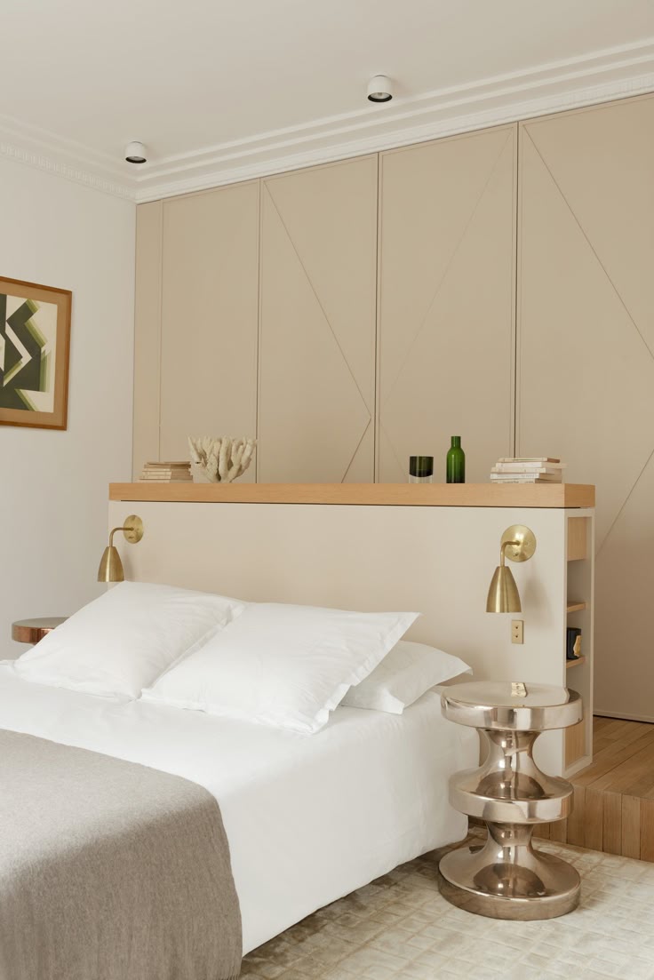 Headboard Shelf With Integrated Vertical Cubbies and Display Ledge