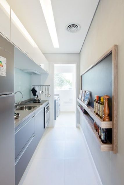 Chalkboard Wall With Built-In Shelves for Kitchen Essentials