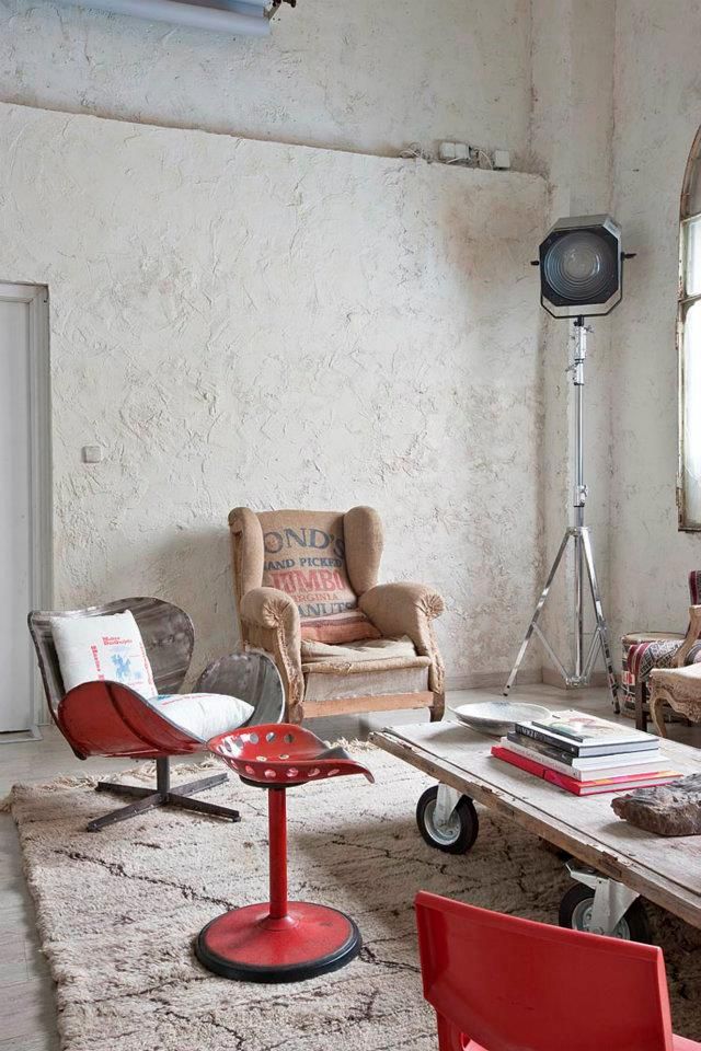 Industrial Tractor Seat Stool Adds Red Accent Seating