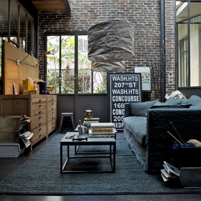 Large Fabric Pendant Lights Soften Industrial Spaces