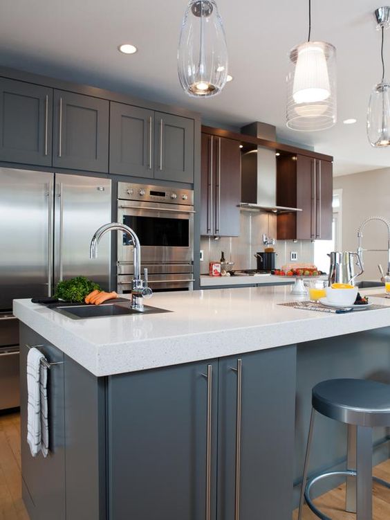 Achieve a Modern Look with Dark Gray Cabinets and Nickel Pulls
