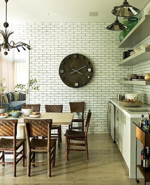 Oversized Round Clock Adds a Textured Focal Point
