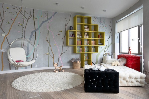 Yellow Cross-Shaped Shelving For A Playful Display