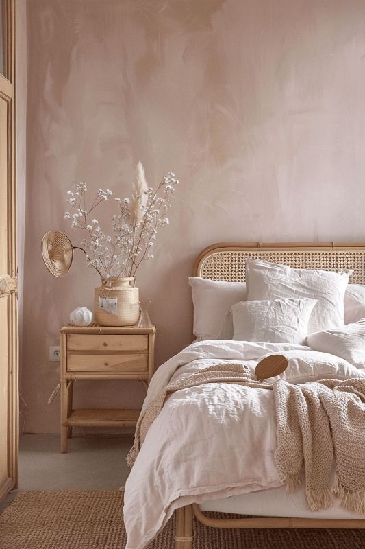 Woven Basket Holds Delicate Dried Stems for Airy Texture