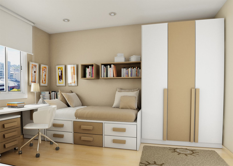 Bed Base with Two-Tone Drawers for Mixed Storage