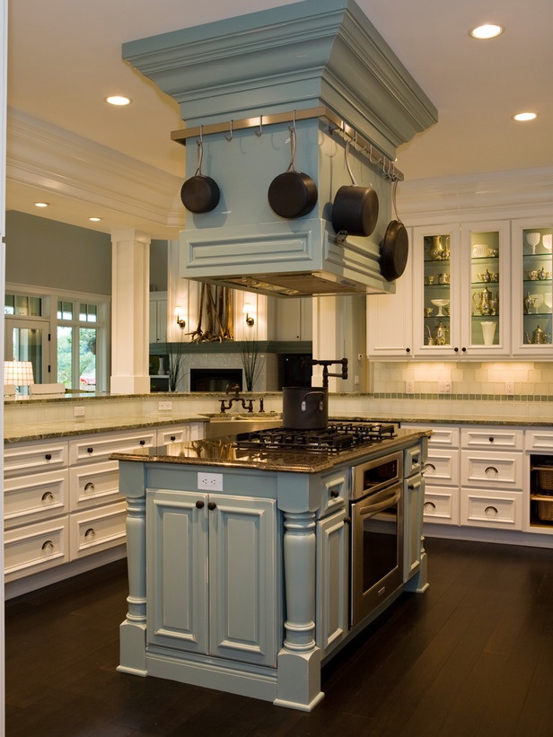 Hanging Pot Rack Integrated Into Hood Vent