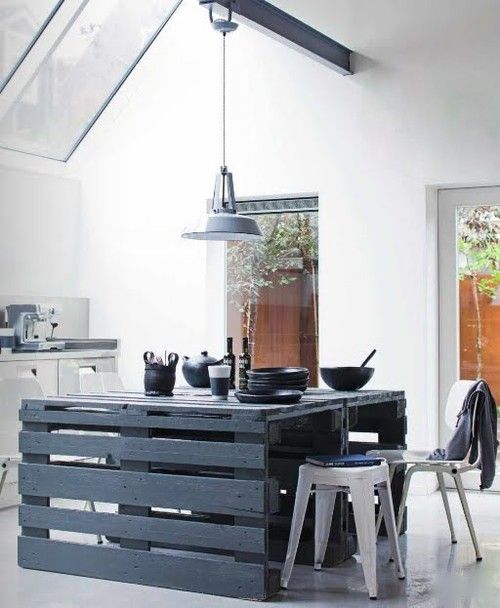 DIY Pallet Island Offers Rustic Industrial Style