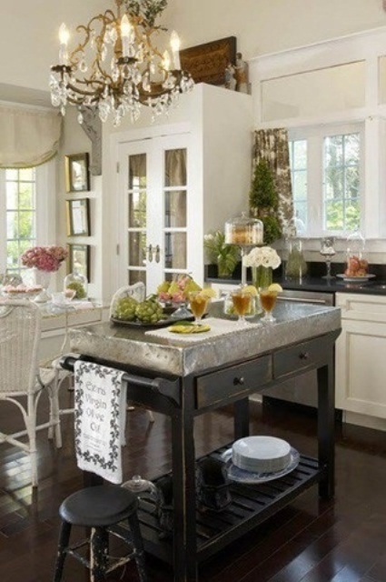 Galvanized Steel Top Island Adds Industrial Charm