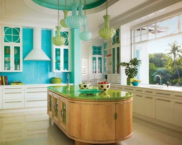 Curved Island Base with Wood Paneling and Metal Ring Pulls