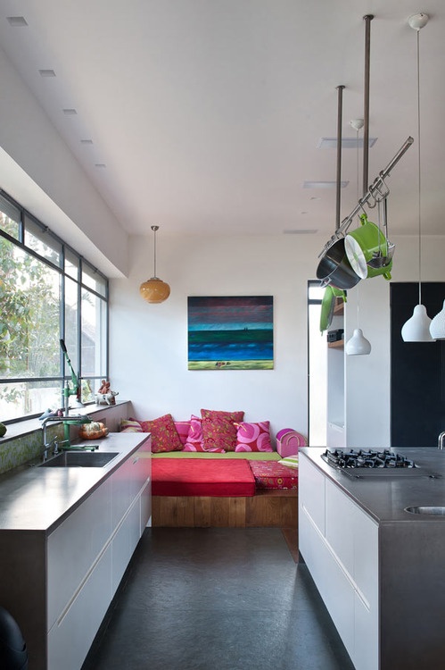 Hanging Pot Rack Keeps Cookware Accessible Over Island