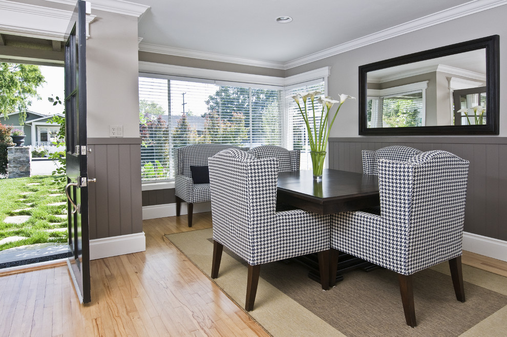 Houndstooth Upholstered Chairs Add Classic Pattern to Dining Room