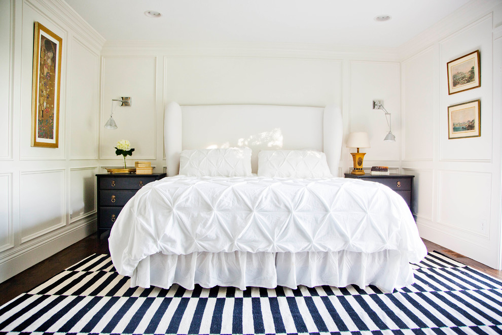 Dark Dressers Add Visual Weight To White Bedrooms