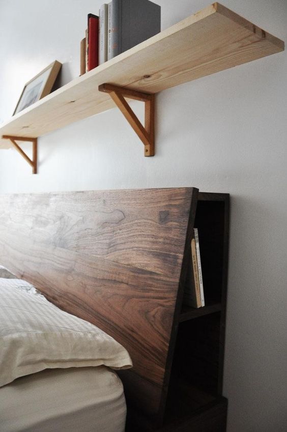 Integrated Headboard Shelves Keep Books Within Reach