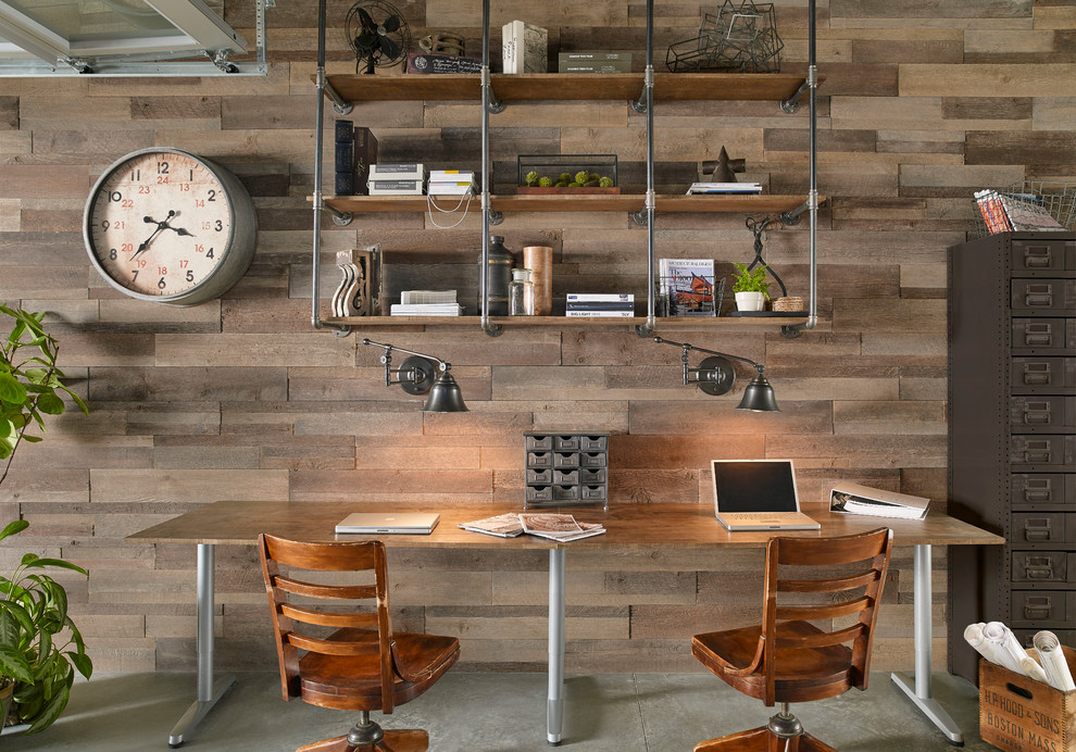 Industrial Pipe Shelving with Task Lamps