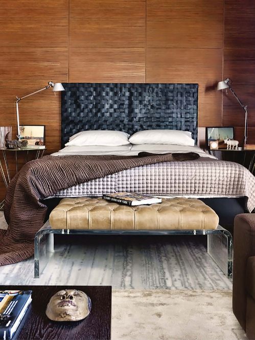 Woven Black Headboard Adds Bold Texture